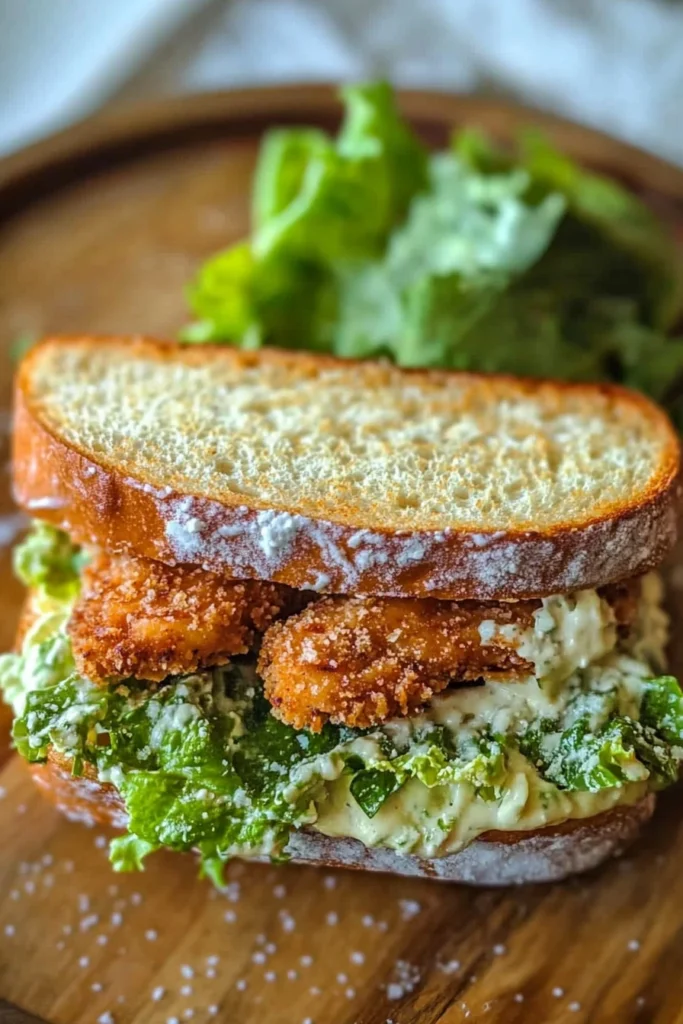 Sandwich au Poulet César Croustillant avec des ingrédients frais et croustillants
